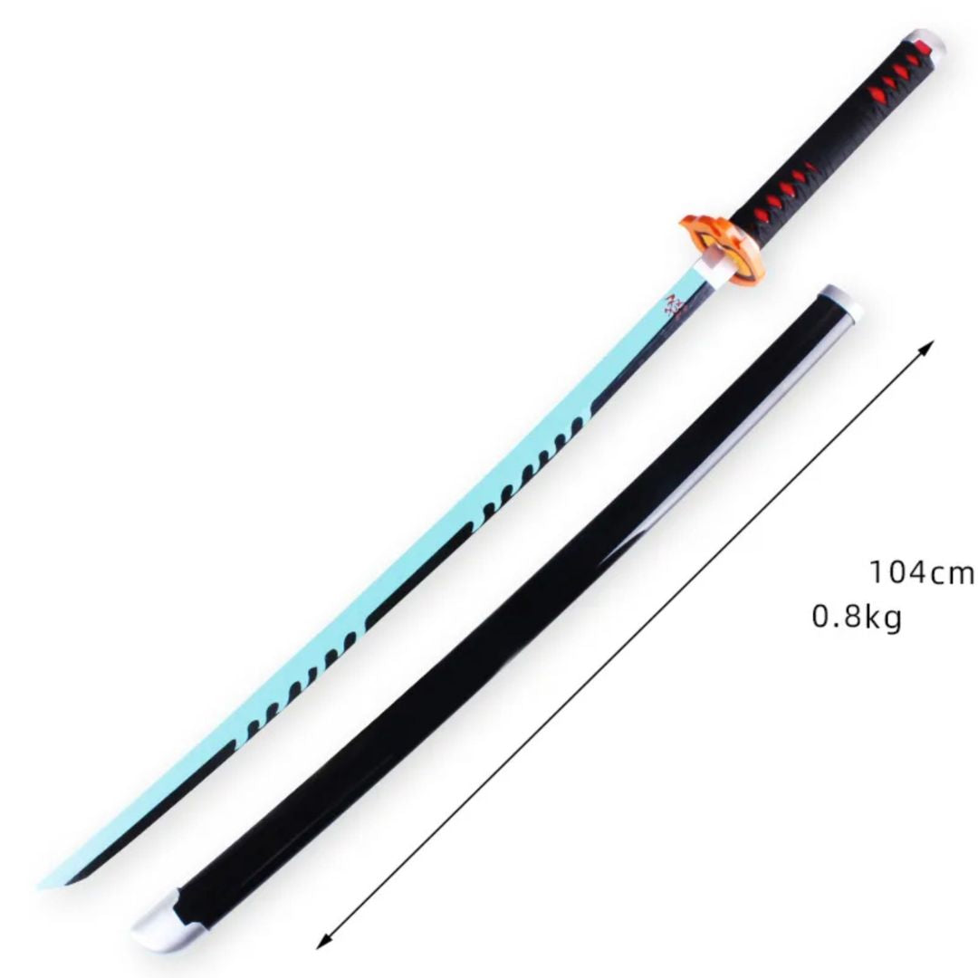 Tanjiro Flame Black Wooden Cosplay Katana Version 2 104 CM